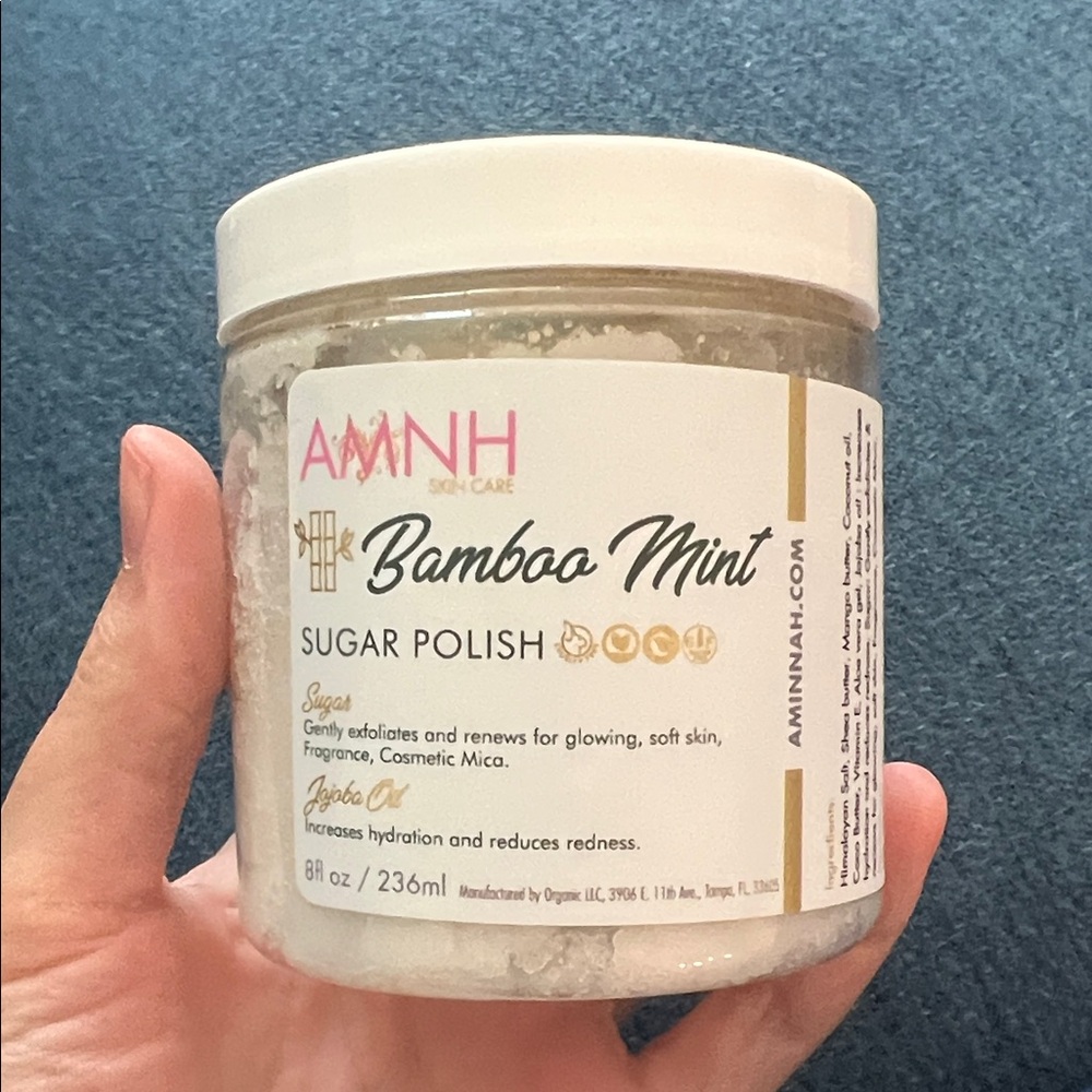 Bamboo Mint Sugar Polish by AMINNAH Skincare 8 OZ